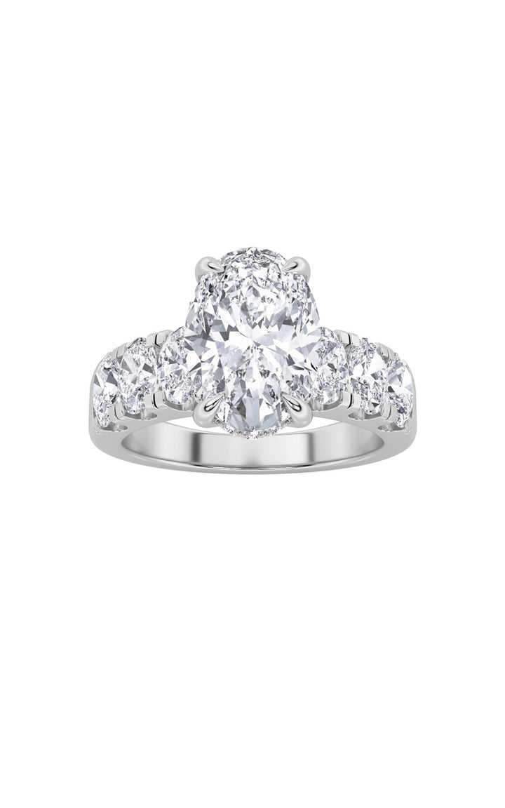4Cttw Oval Shaped Lab Grown Diamond (F/VS) Bold Accented Engagement  Ring in 14K Gold