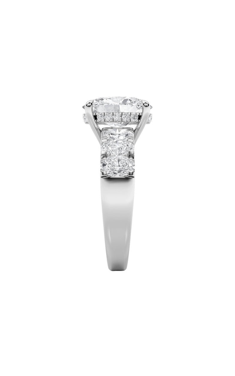 4CTW Oval Shaped Lab Grown Diamond (F/VS) Bold Accented Engagement  Ring in 14K Gold