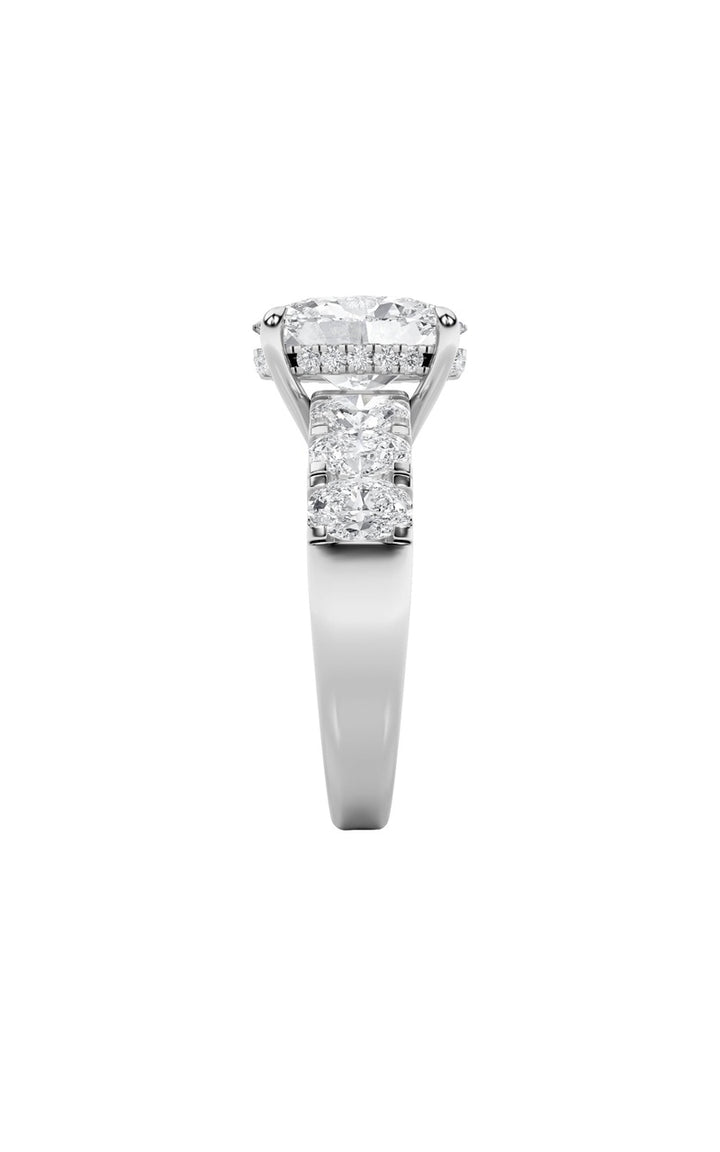 4CTW Oval Shaped Lab Grown Diamond (F/VS) Bold Accented Engagement  Ring in 14K Gold