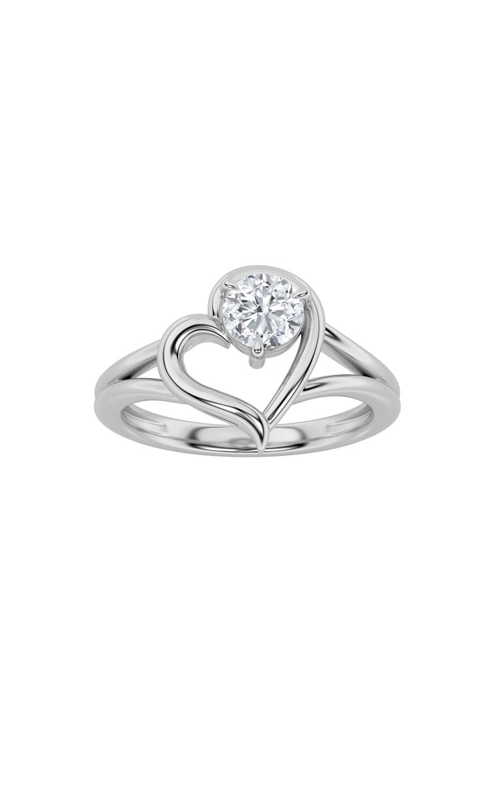 0.5CTW Round Shaped Lab Grown Diamond (F/VS) Heart Shaped Ring in 14K Gold