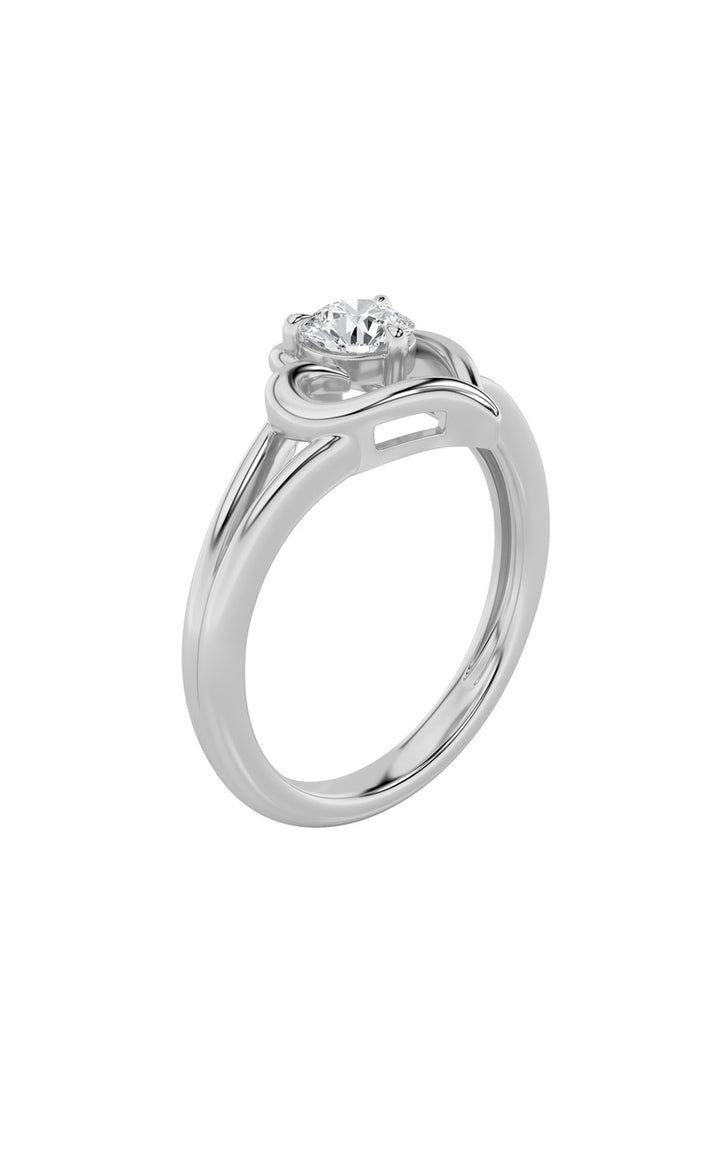 0.5CTW Round Shaped Lab Grown Diamond (F/VS) Heart Shaped Ring in 14K Gold