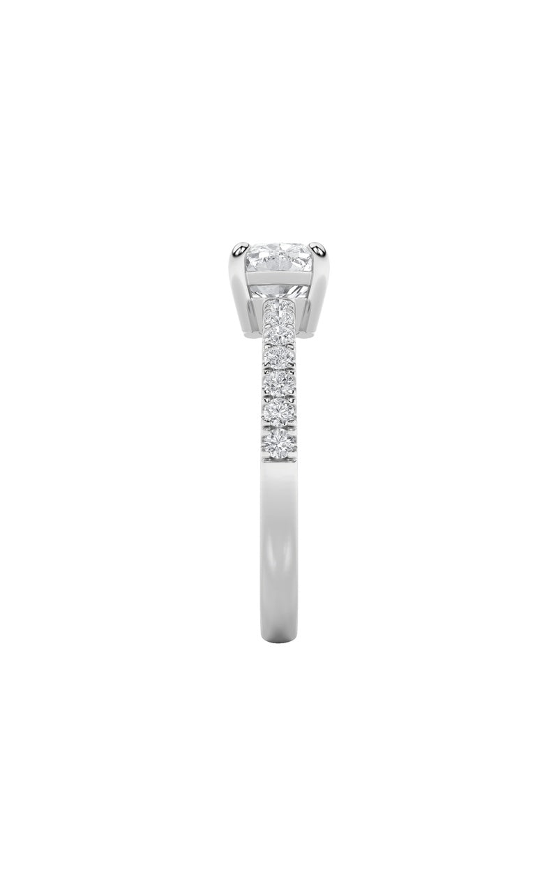 1.5CTW Elongated Cushion Shaped Lab Grown Diamond (F/VS) East West Accented Ring in 14K Gold