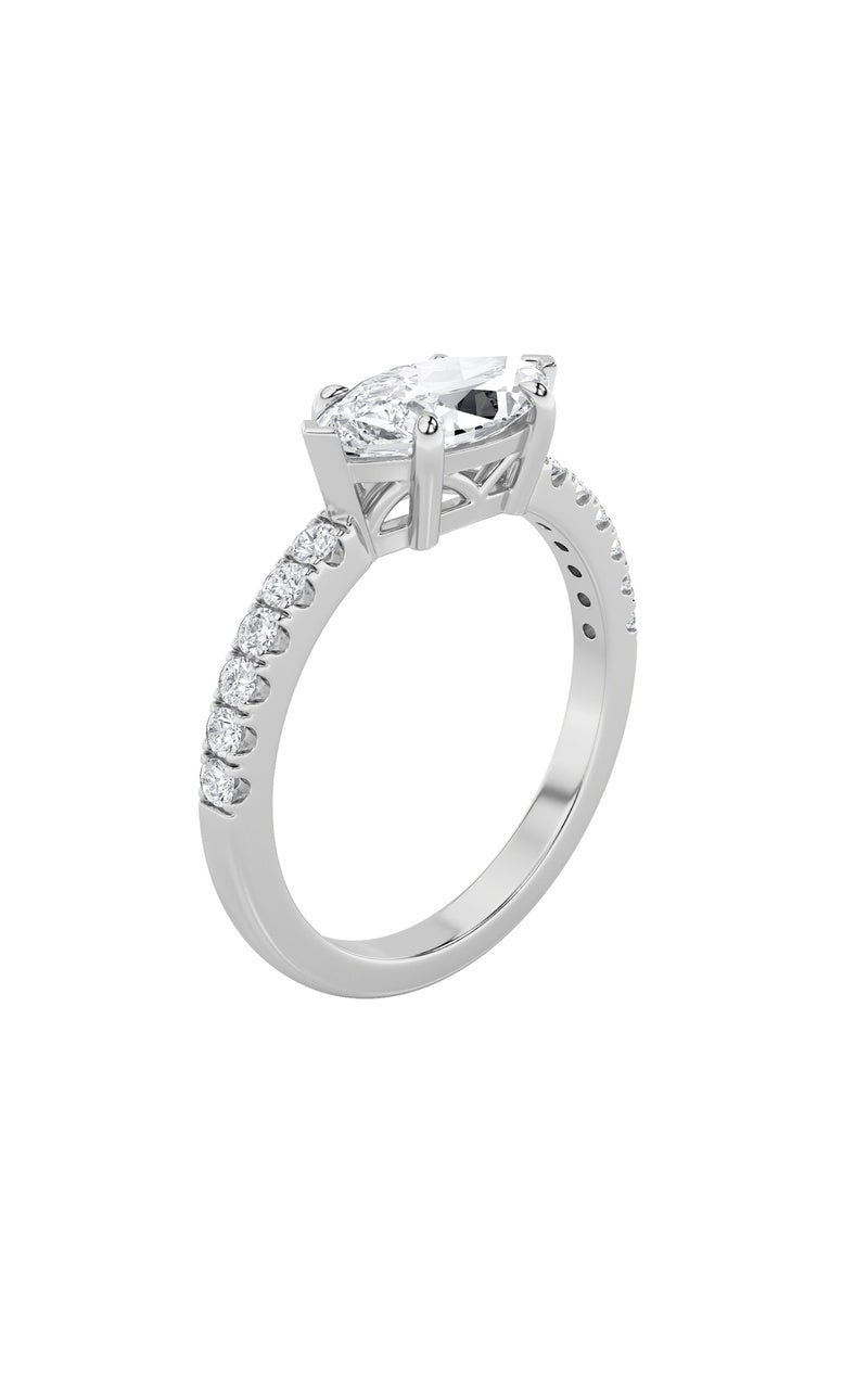 1.5Cttw Marquise Shaped Lab Grown Diamond (F/VS) East West Accented Ring in 14K Gold