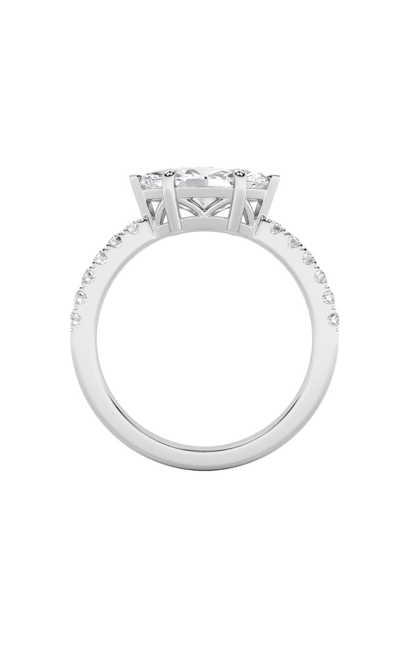 1.5Cttw Marquise Shaped Lab Grown Diamond (F/VS) East West Accented Ring in 14K Gold