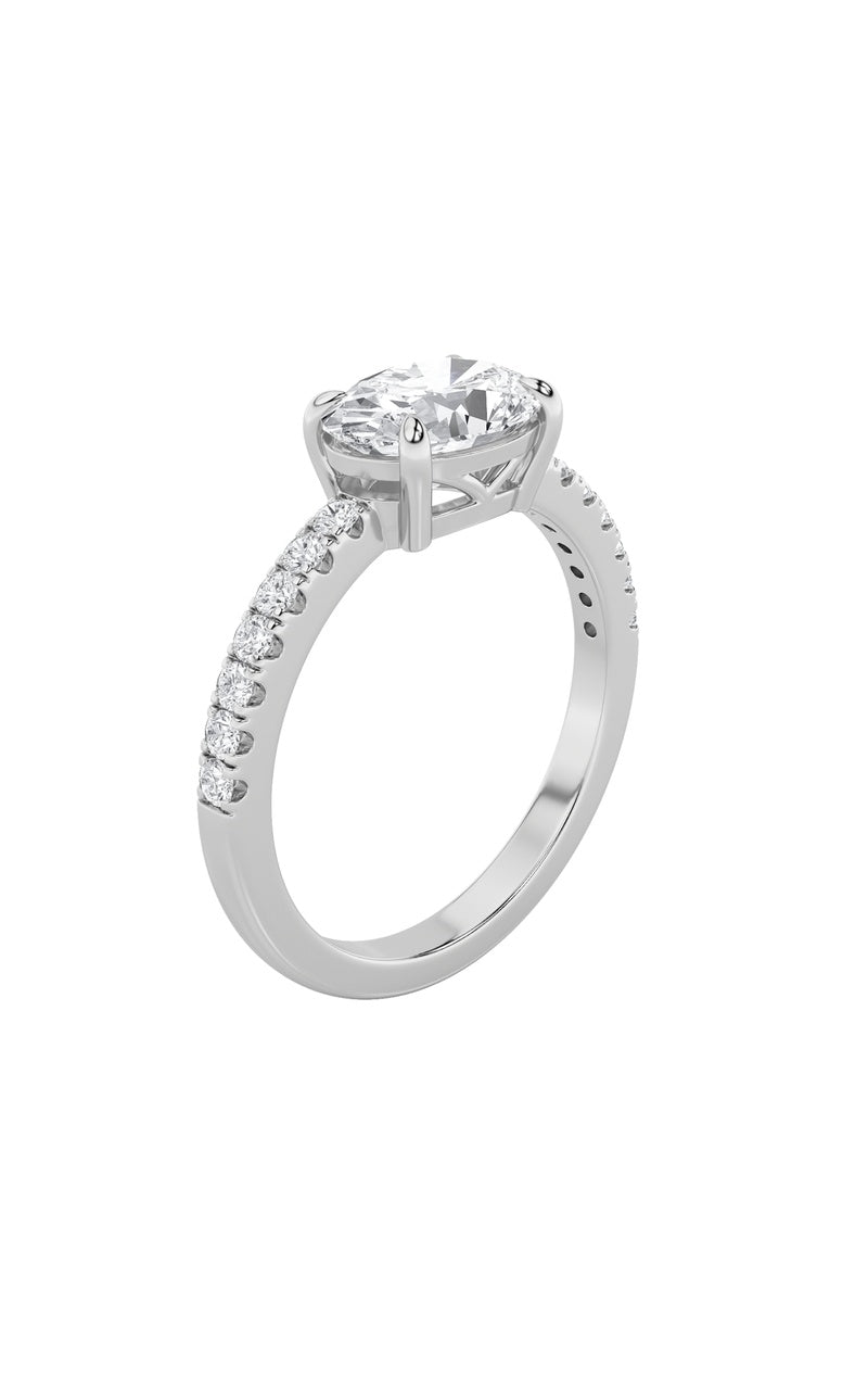 1.5Cttw Oval Shaped Lab Grown Diamond (F/VS) EastWest Accented Ring in 14K Gold