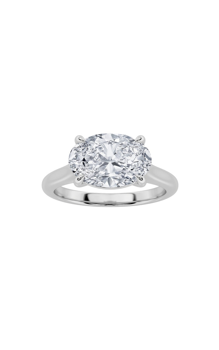 2Cttw Oval Shaped Lab Grown Diamond (F/VS) East West Accented Ring in 14K Gold