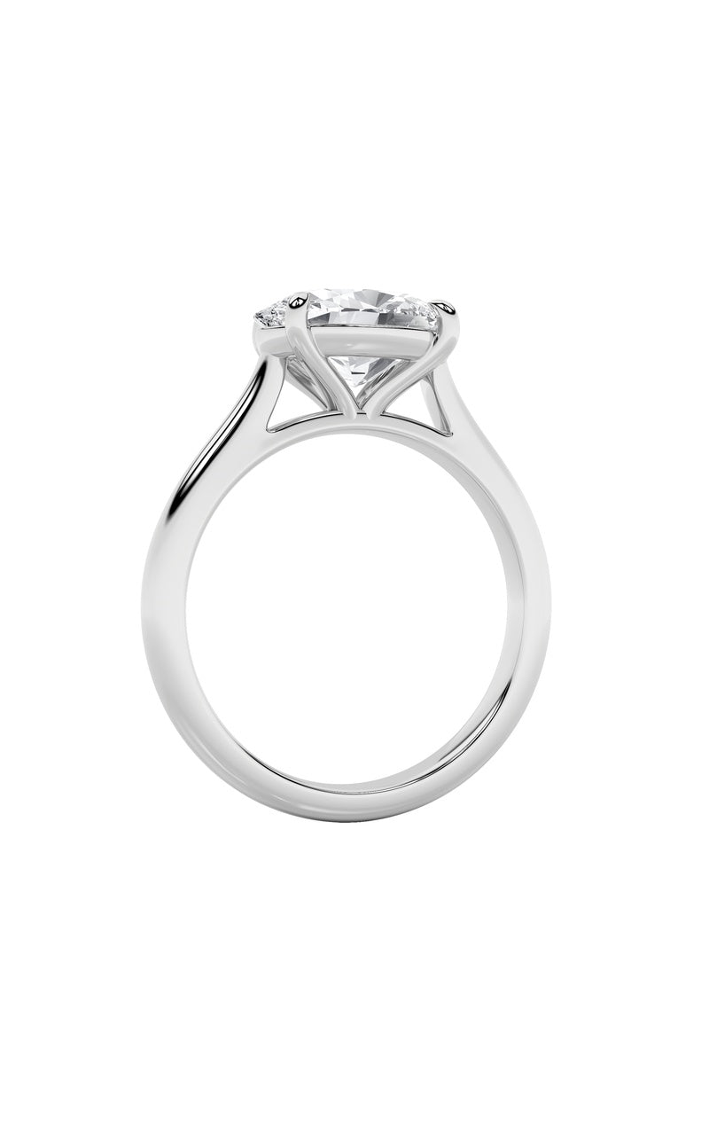 2CTW Oval Shaped Lab Grown Diamond (F/VS) East West Accented Ring in 14K Gold