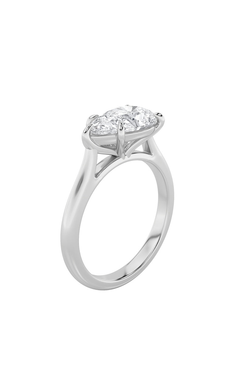 2Cttw Pear Shaped Lab Grown Diamond (F/VS) East West Accented Ring in 14K Gold