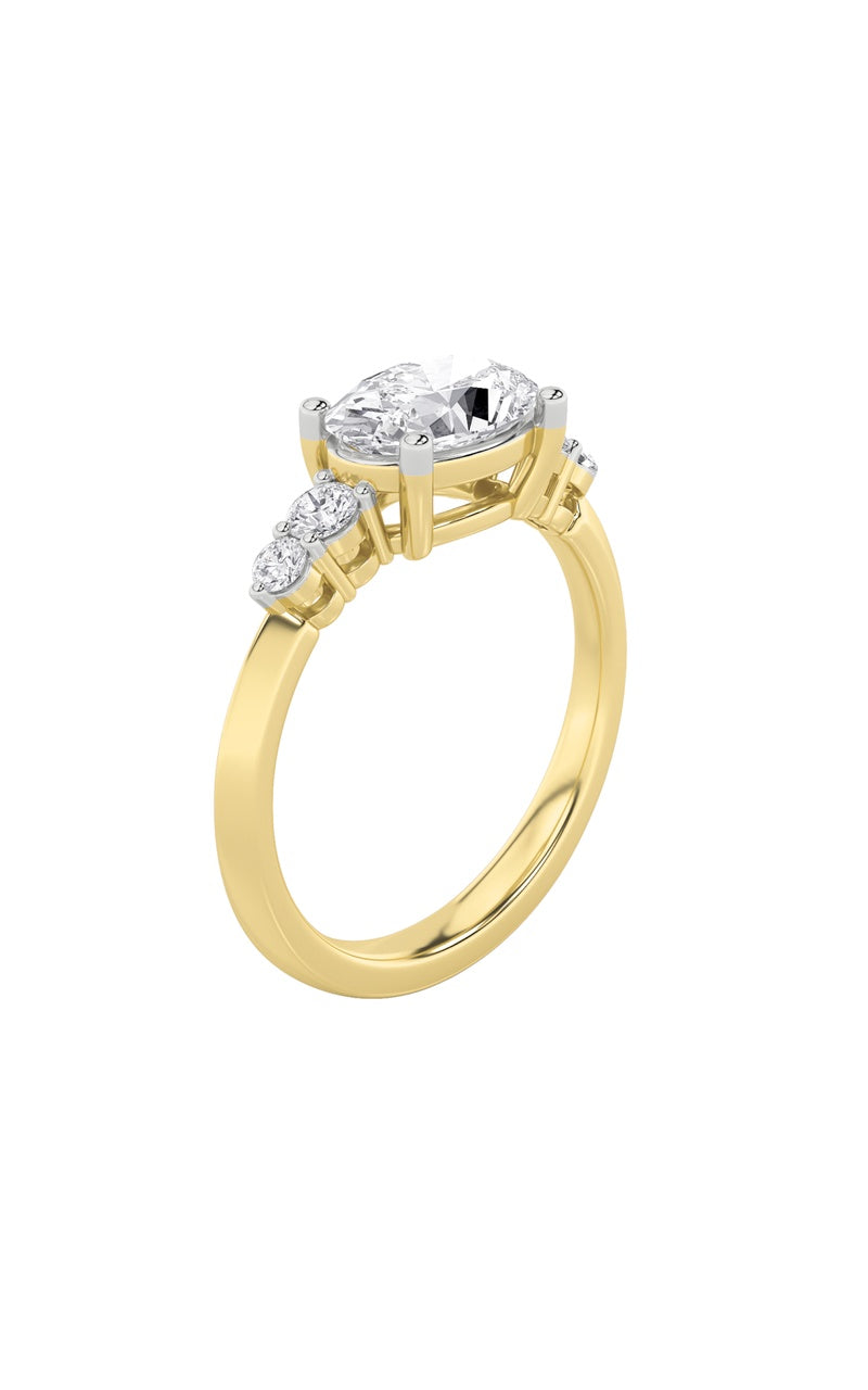1.5CTW Oval Shaped Lab Grown Diamond (F/VS) East West Five Stone Ring in 14K Gold
