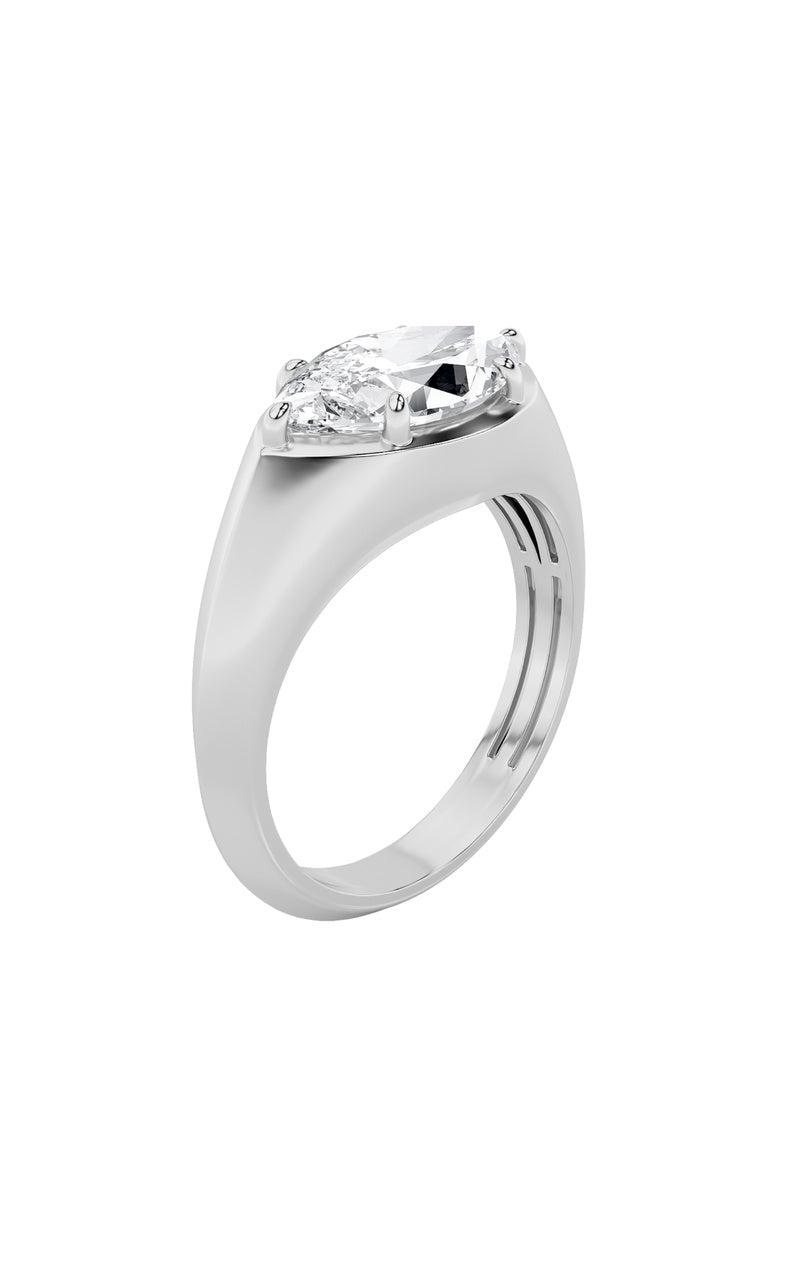 2Cttw Marquise Shaped Lab Grown Diamond (F/VS) East West Solitaire Ring in 14K Gold