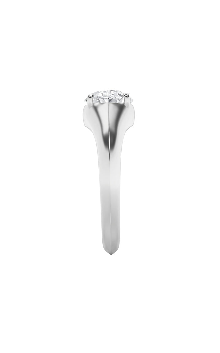 2Cttw Oval Shaped Lab Grown Diamond (F/VS) East West Solitaire Ring in 14K Gold