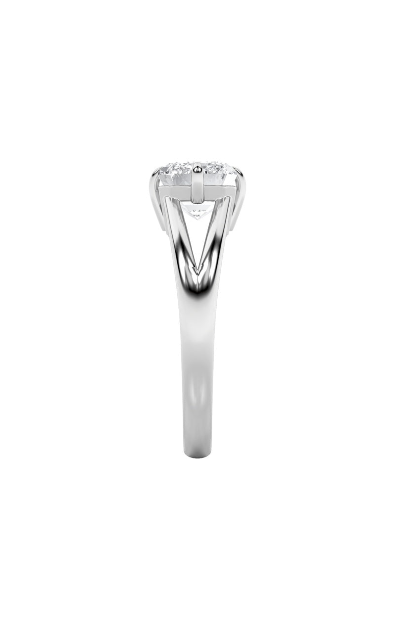 2.5Cttw Emerald Shaped Lab Grown Diamond (F/VS) East West Solitaire Ring in 14K Gold