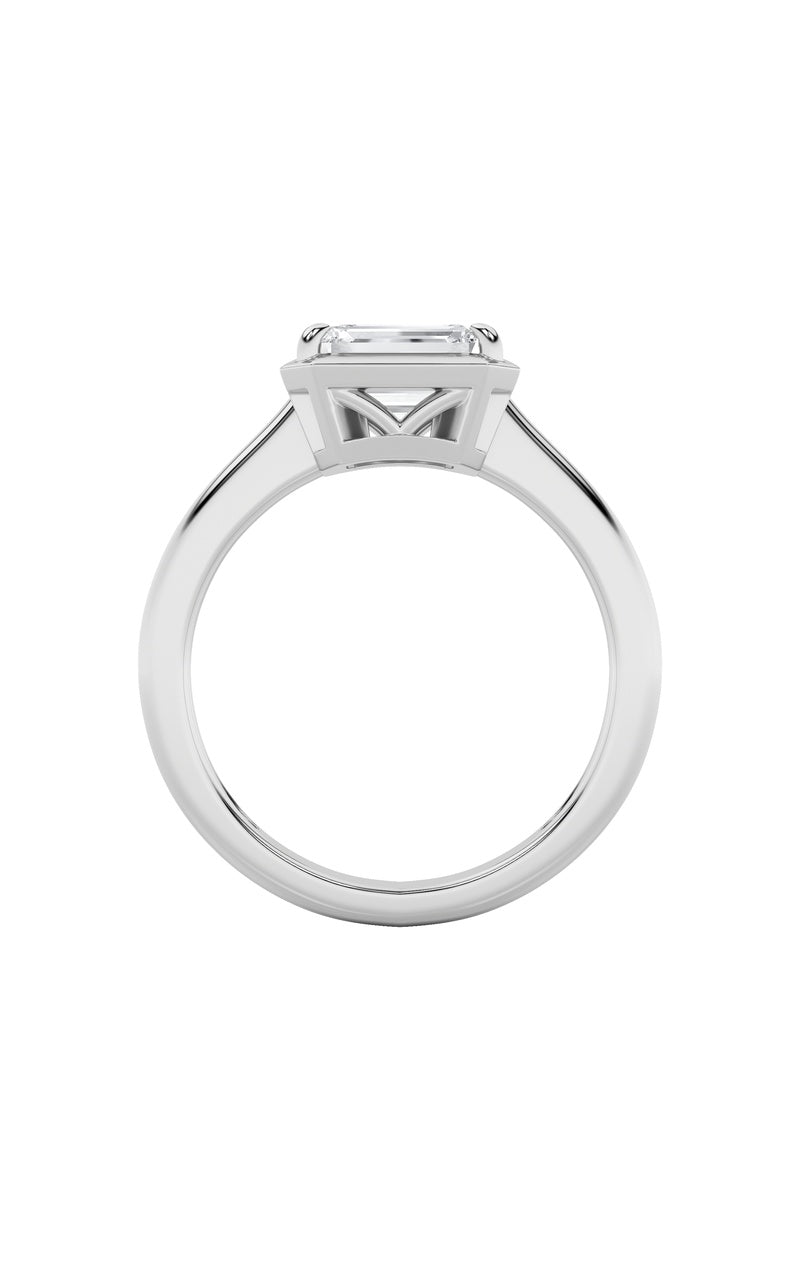 1.5CTW Emerald Shaped Lab Grown Diamond (F/VS) East West Solitaire Ring in 14K Gold