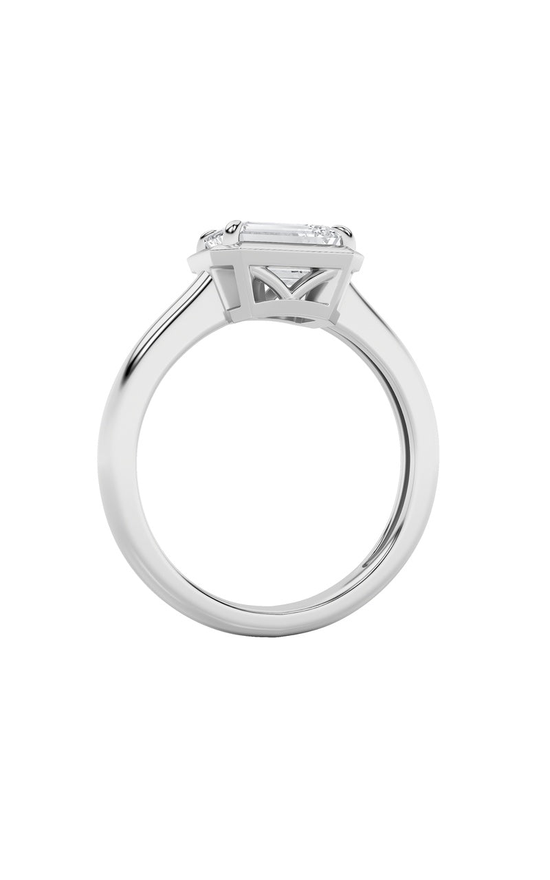 1.5CTW Emerald Shaped Lab Grown Diamond (F/VS) East West Solitaire Ring in 14K Gold