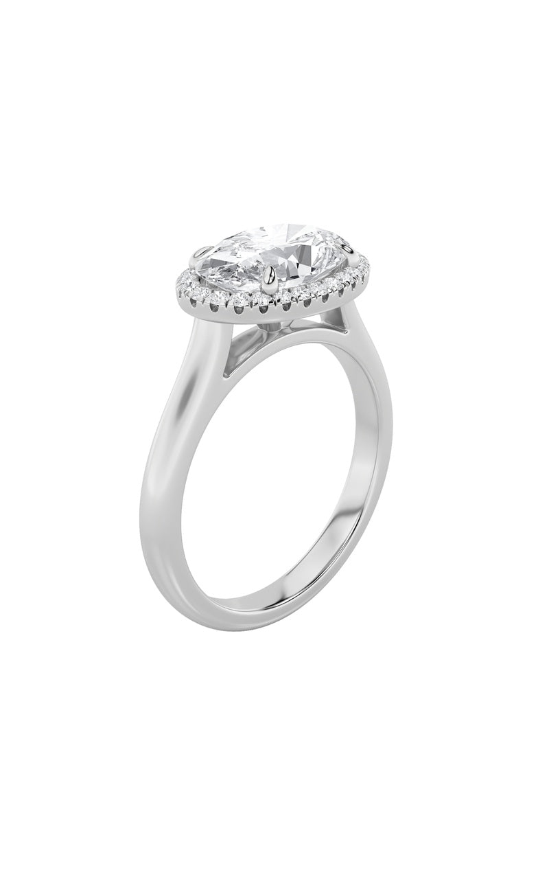 2Cttw Oval Shaped Lab Grown Diamond (F/VS) East West Accented Solitaire Ring in 14K Gold