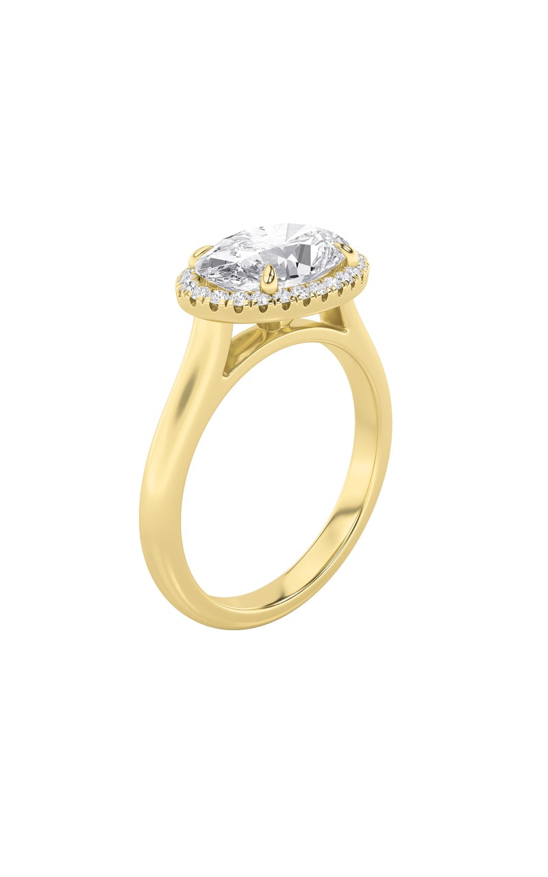 2Cttw Oval Shaped Lab Grown Diamond (F/VS) East West Accented Solitaire Ring in 14K Gold