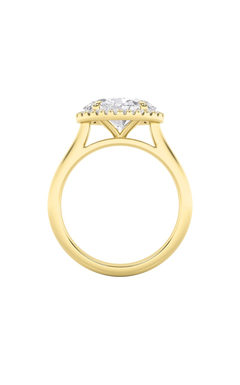 2Cttw Oval Shaped Lab Grown Diamond (F/VS) East West Accented Solitaire Ring in 14K Gold