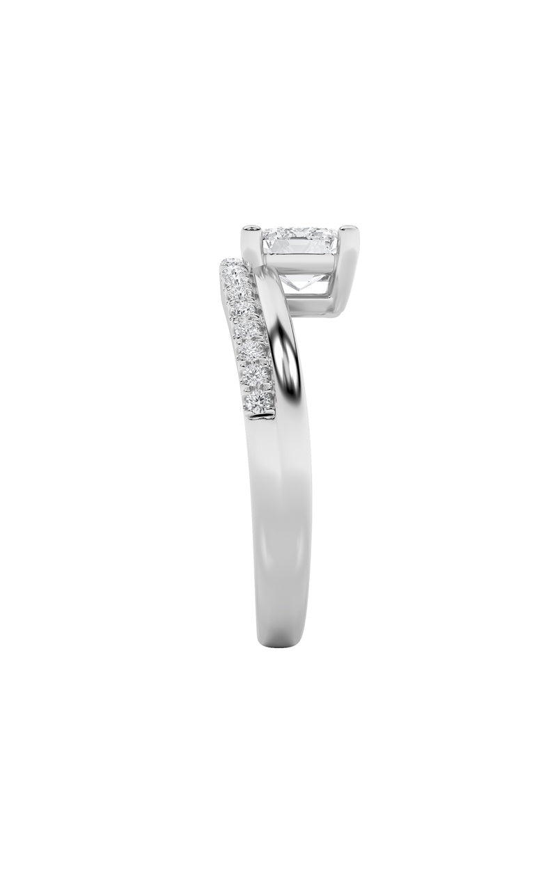 1.5CTW Emerald Shaped Lab Grown Diamond (F/VS) East West Accented Solitaire Ring in 14K Gold