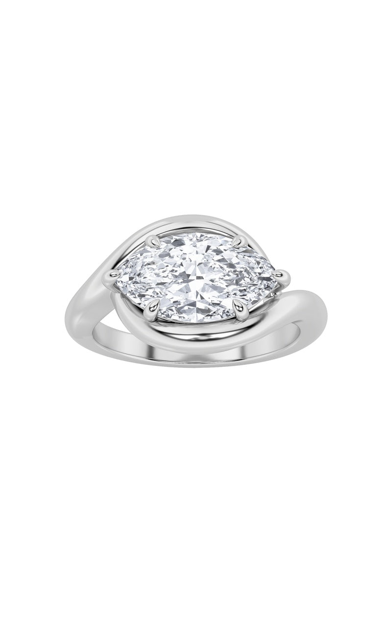 2Cttw Marquise Shaped Lab Grown Diamond (F/VS) East West Solitaire Ring in 14K Gold