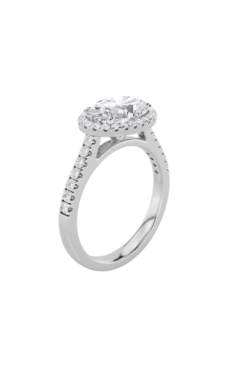 2Cttw Oval Shaped Lab Grown Diamond (F/VS) East West Accented Solitaire Ring in 14K Gold