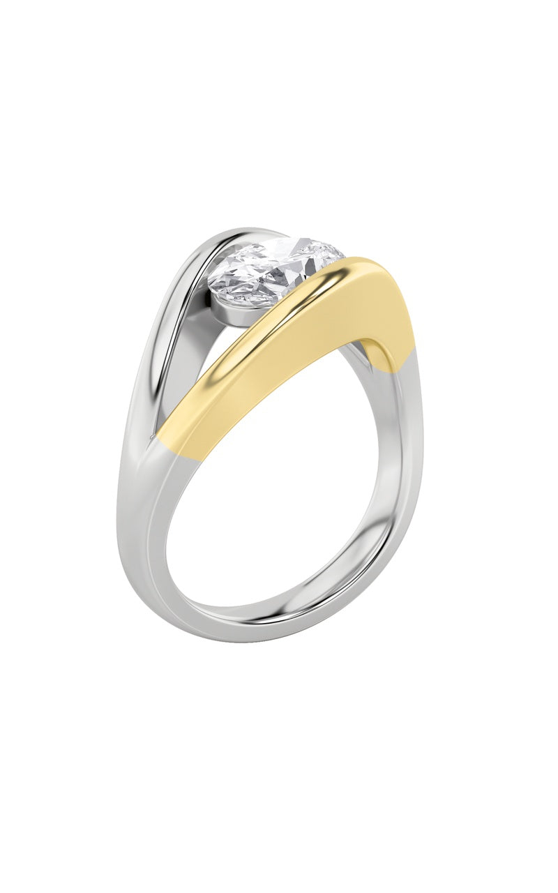 1.5Cttw Oval Shaped Lab Grown Diamond (F/VS) EastWest Solitaire Ring in 14K Gold