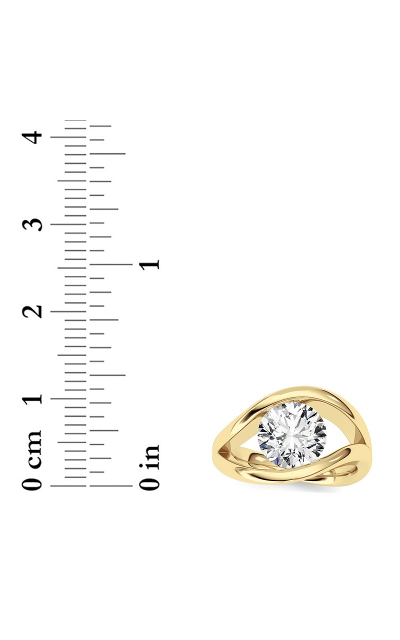 2Cttw Round Shaped Lab Grown Diamond (F/VS) East West Solitaire Fancy Ring in 14K Gold