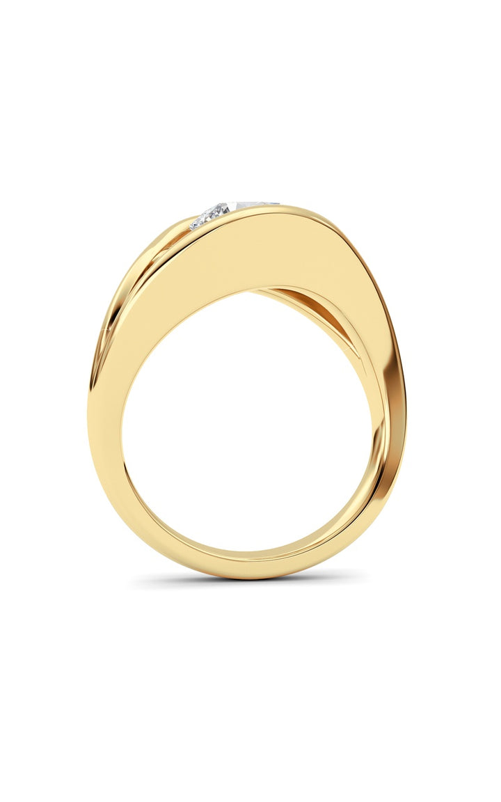 2CTW Round Shaped Lab Grown Diamond (F/VS) East West Solitaire Fancy Ring in 14K Gold