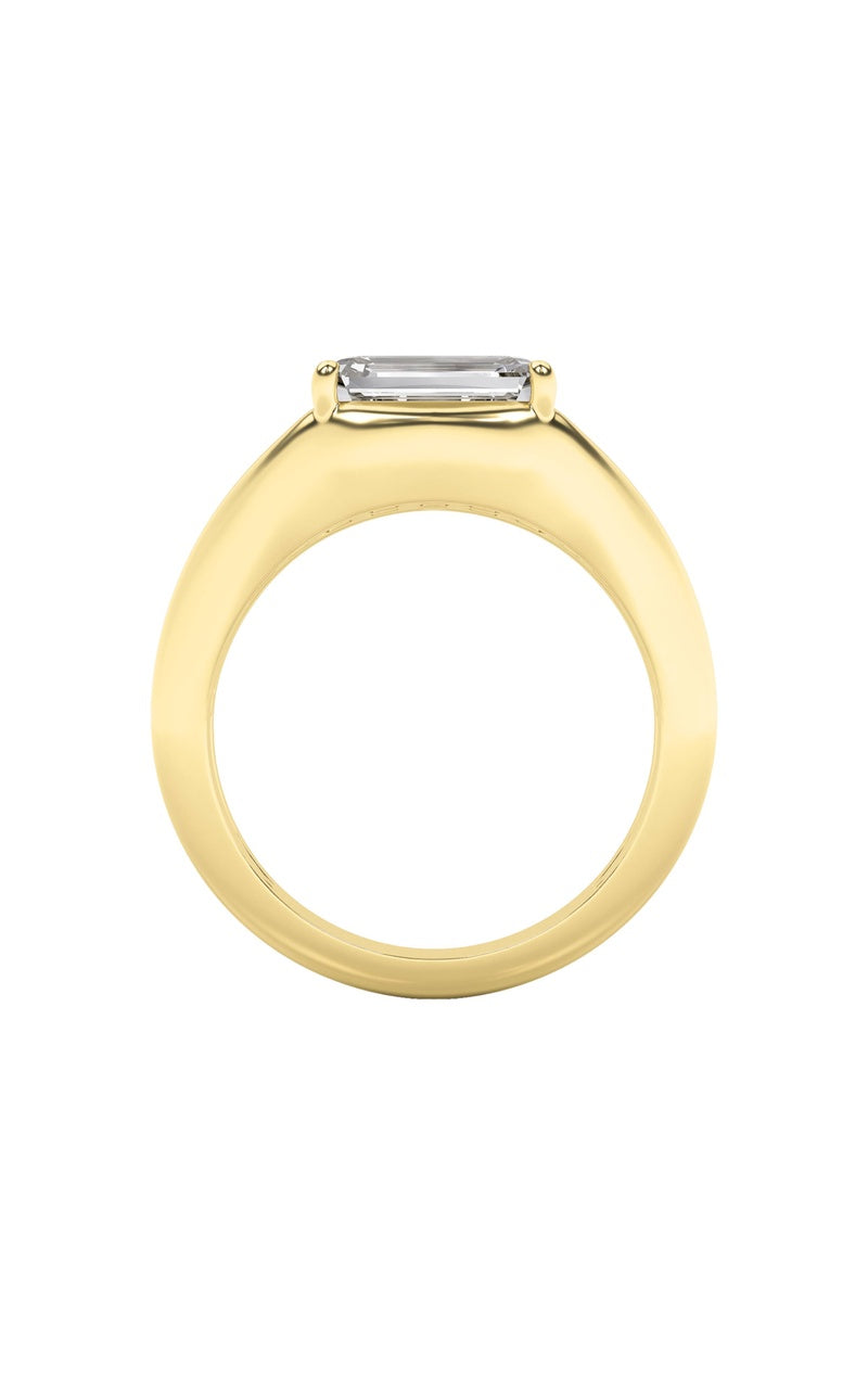2Cttw Emerald Shaped Lab Grown Diamond (G/VS) EastWest Solitaire Ring in 14K Gold