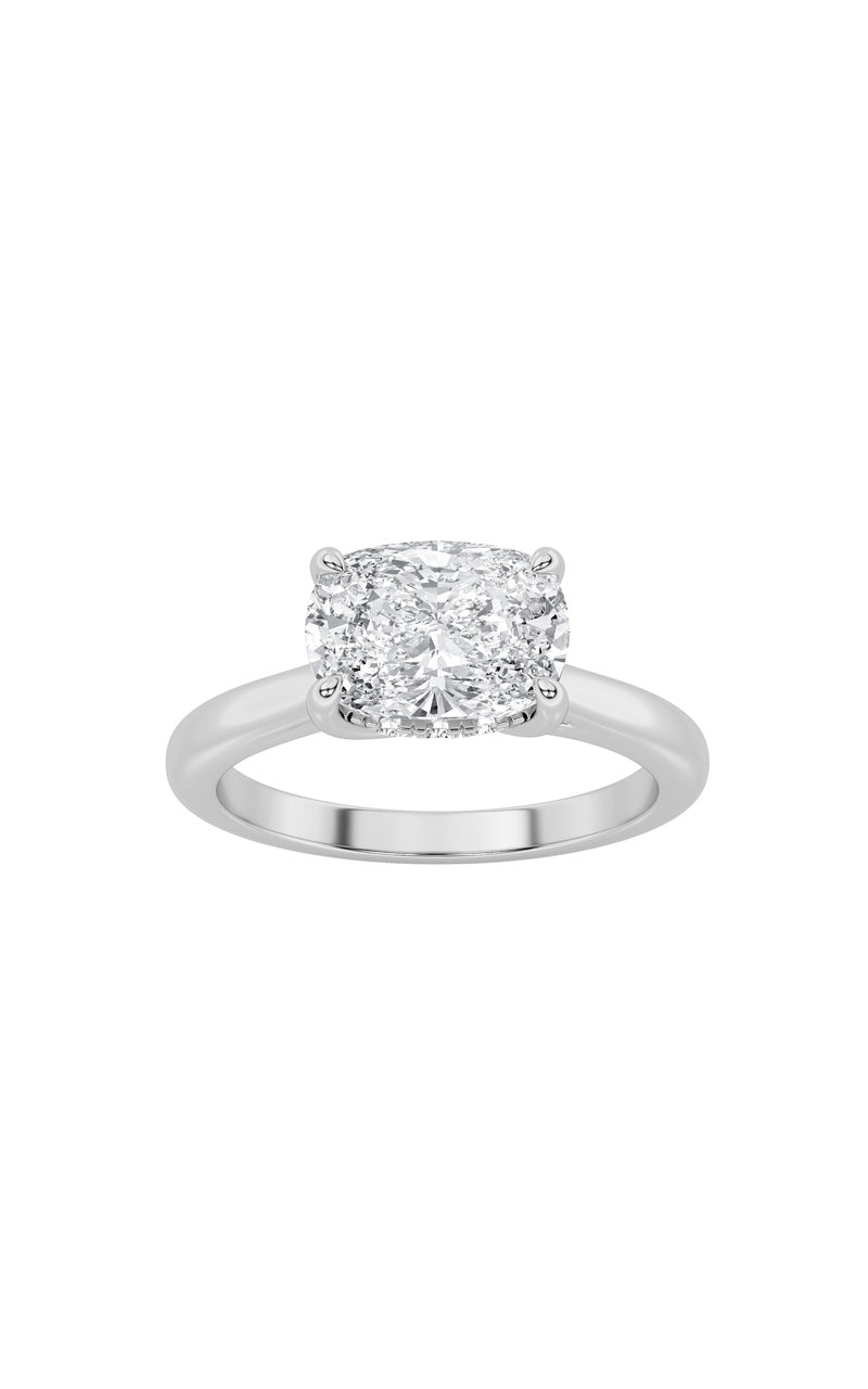 1.5Cttw Elongated Cushion Shaped Lab Grown Diamond(F/VS) East West Solitaire Ring in 14K Gold