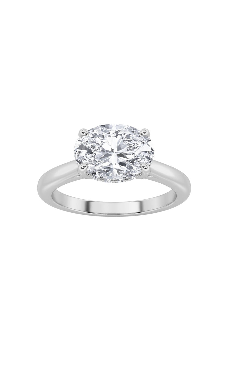 1.5Cttw Oval Shaped Lab Grown Diamond (F/VS) EastWest Solitaire Ring in 14K Gold