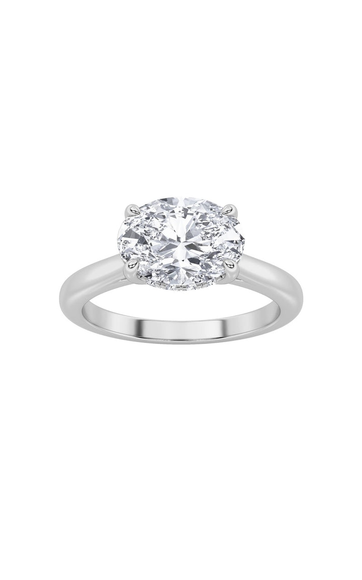 1.5Cttw Oval Shaped Lab Grown Diamond (F/VS) EastWest Solitaire Ring in 14K Gold