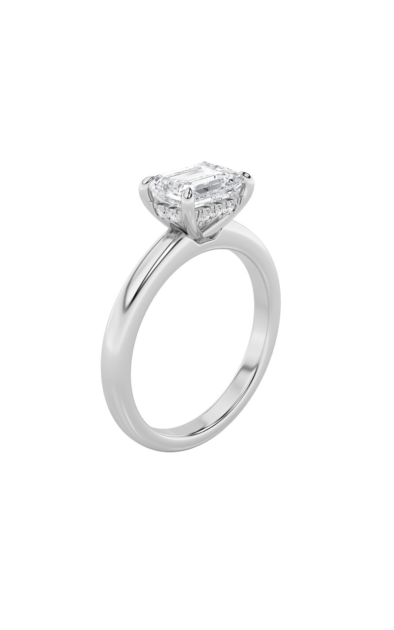 1.5Cttw Emerald Shaped Lab Grown Diamond (F/VS) East West Solitaire Ring in 14K Gold