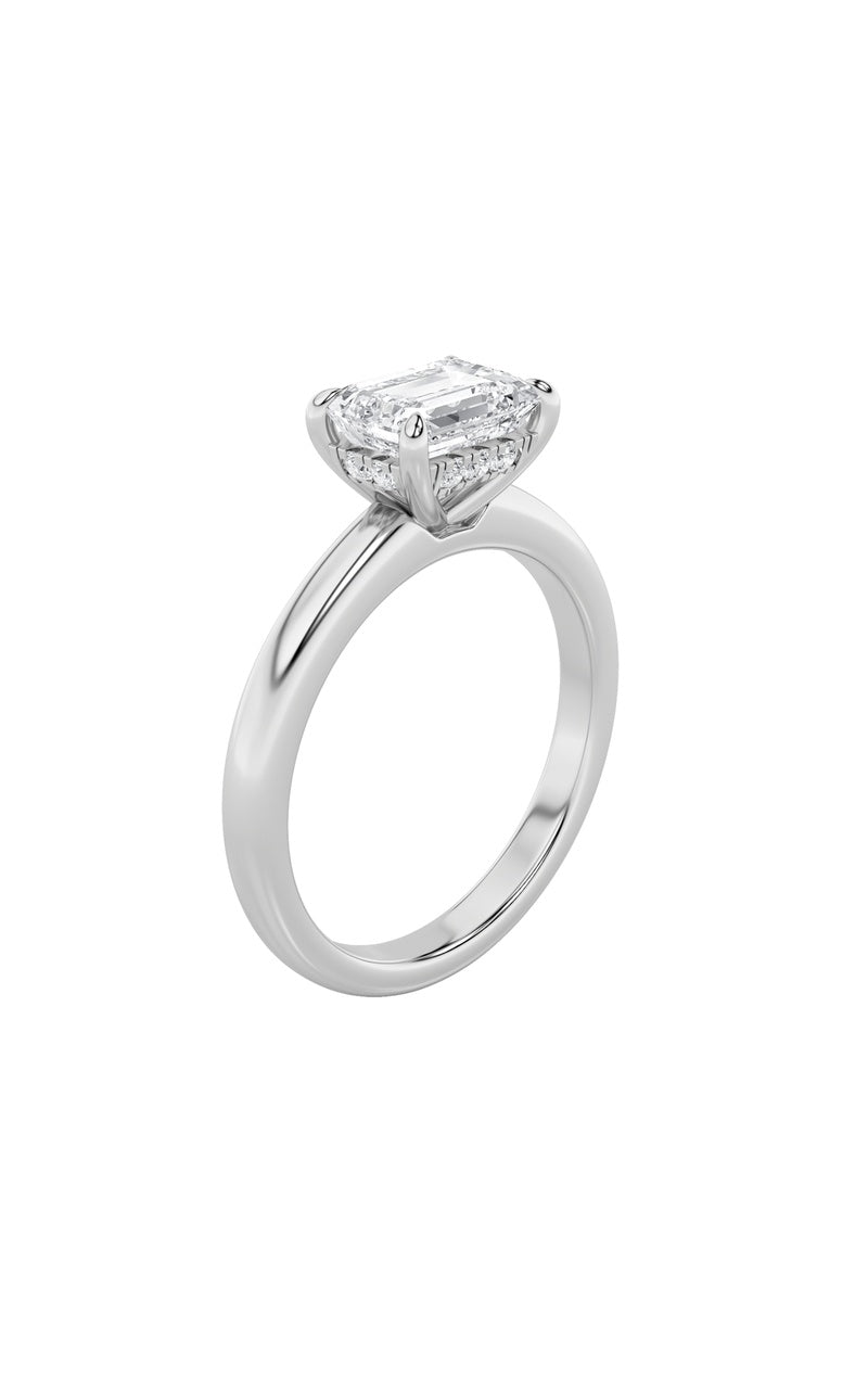 1.5Cttw Emerald Shaped Lab Grown Diamond (F/VS) East West Solitaire Ring in 14K Gold