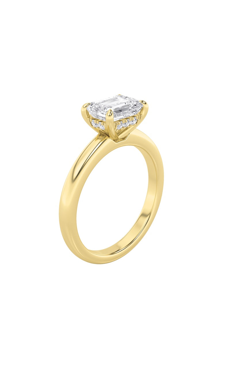 1.5Cttw Emerald Shaped Lab Grown Diamond (F/VS) East West Solitaire Ring in 14K Gold