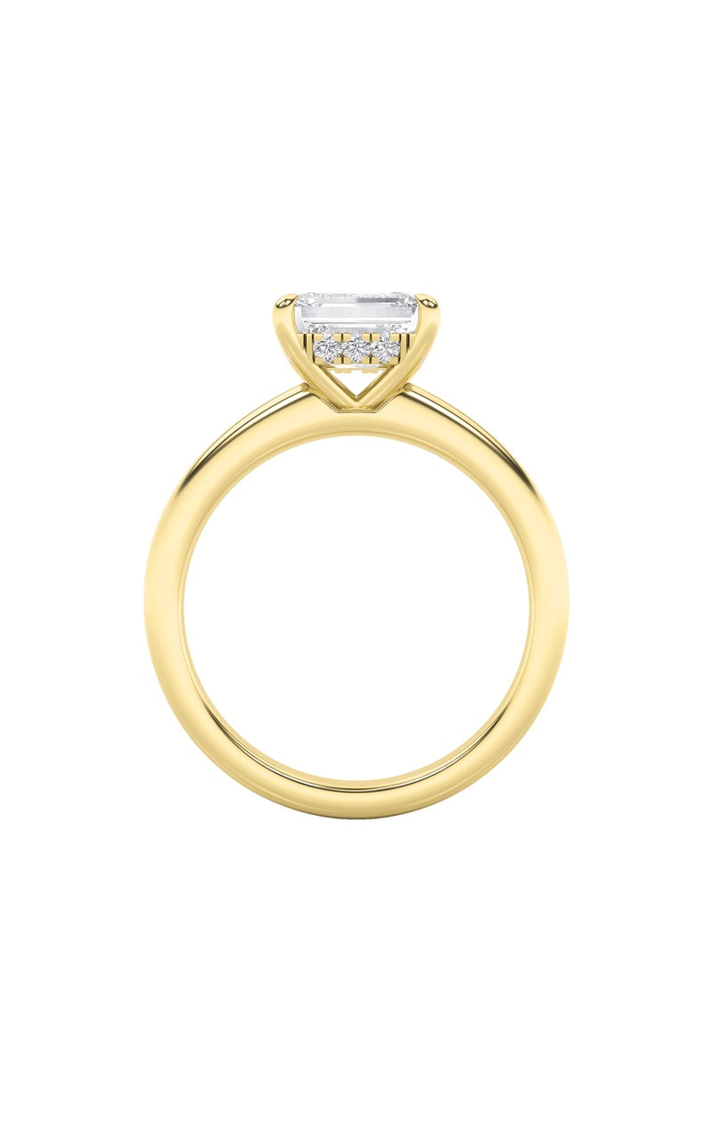 1.5Cttw Emerald Shaped Lab Grown Diamond (F/VS) East West Solitaire Ring in 14K Gold