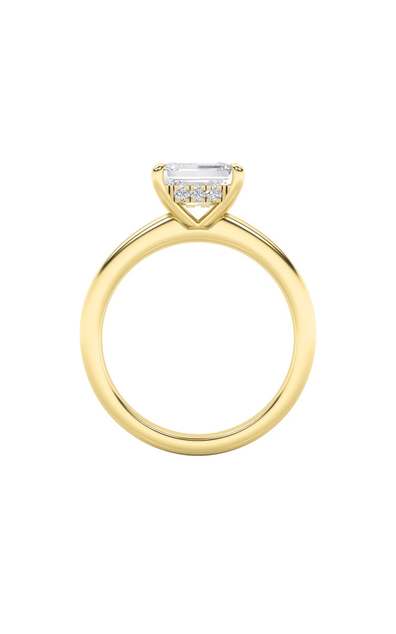 1.5CTW Emerald Shaped Lab Grown Diamond (F/VS) East West Solitaire Ring in 14K Gold