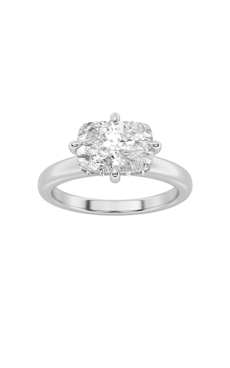 1.5Cttw Elongated Cushion Shaped Lab Grown Diamond(F/VS) East West Solitaire Ring in 14K Gold