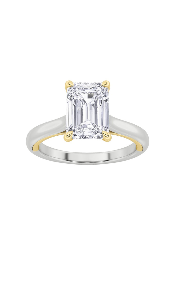 2Cttw Emerald Shaped Lab Grown Diamond (F/VS) Solitaire Engagement Ring in 14K Gold