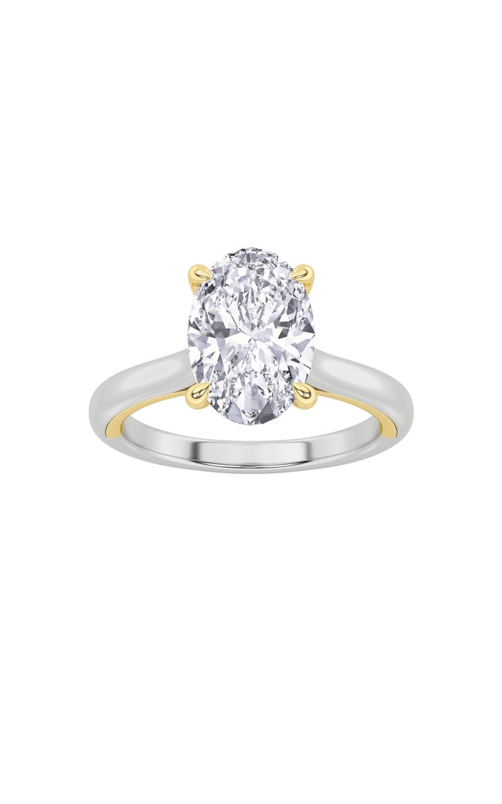 2CTW Oval Shaped Lab Grown Diamond (F/VS) Solitaire Engagement Ring in 14K Gold