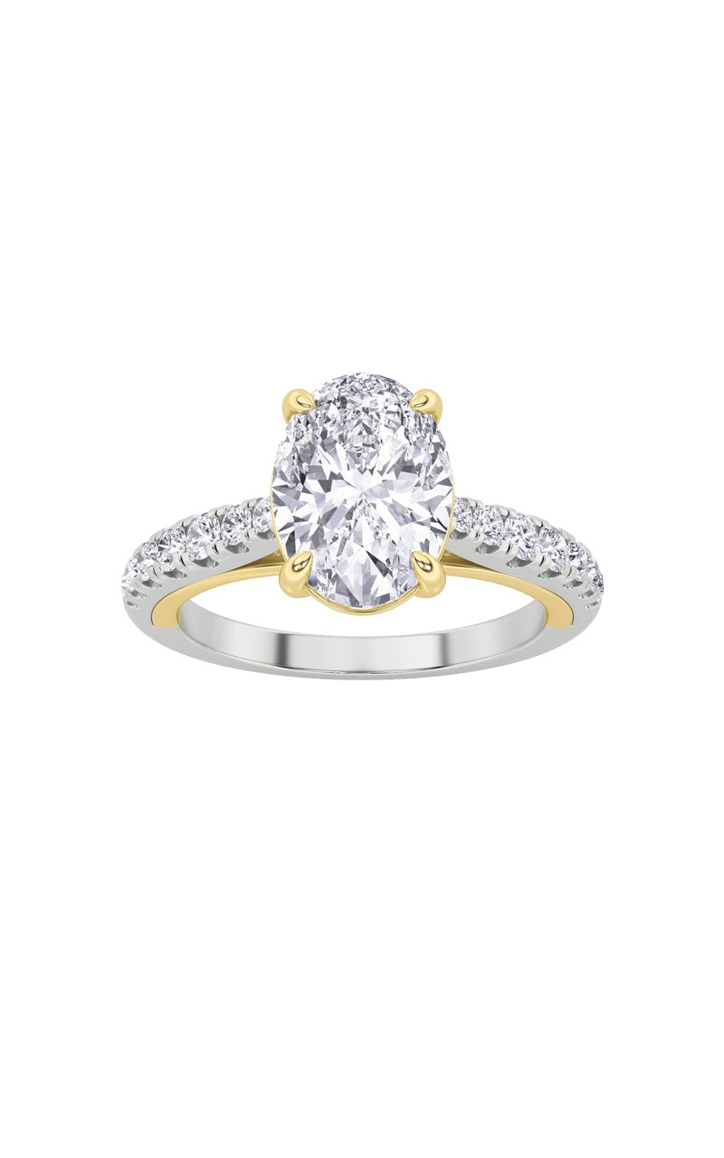2Cttw Oval Shaped Lab Grown Diamond (F/VS) Solitaire Engagement Ring in 14K Gold