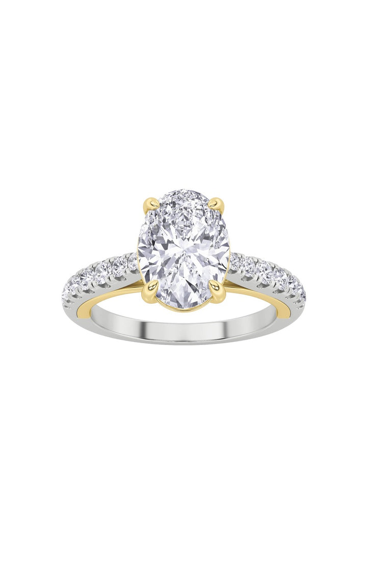 2Cttw Oval Shaped Lab Grown Diamond (F/VS) Solitaire Engagement Ring in 14K Gold