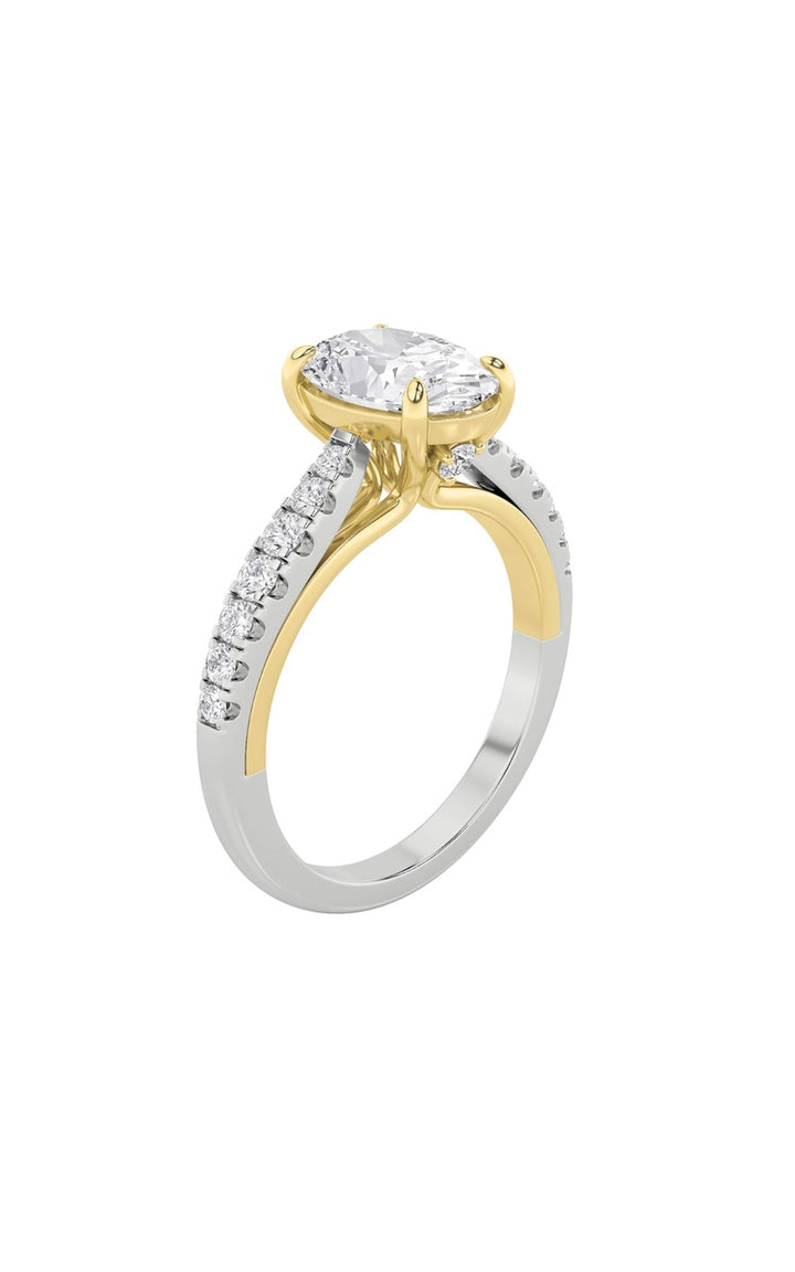 2CTW Oval Shaped Lab Grown Diamond (F/VS) Solitaire Engagement Ring in 14K Gold