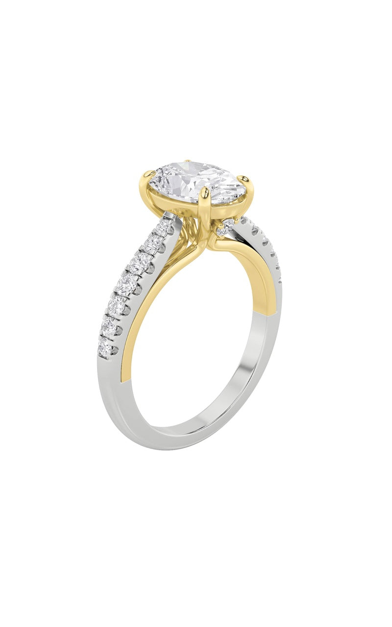 2Cttw Oval Shaped Lab Grown Diamond (F/VS) Solitaire Engagement Ring in 14K Gold