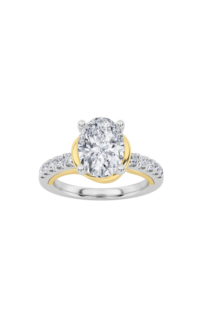 2Cttw Oval Shaped Lab Grown Diamond (F/VS) Solitaire Engagement Ring in 14K Gold