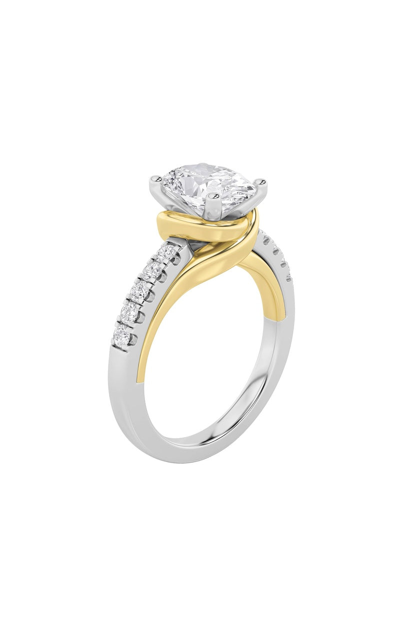 2CTW Oval Shaped Lab Grown Diamond (F/VS) Solitaire Engagement Ring in 14K Gold