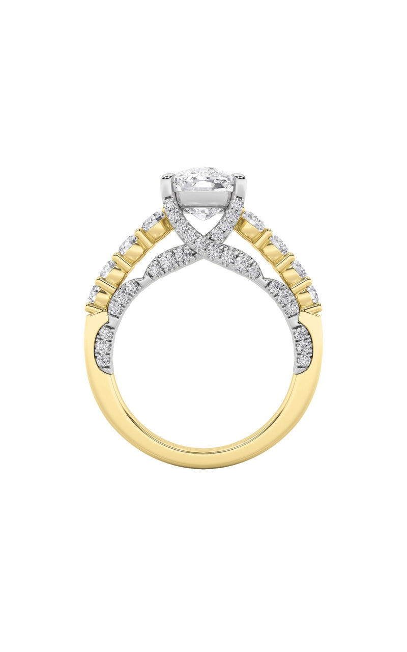 4Cttw Elongated Cushion Shaped Lab Grown Diamond (F/VS)  Ring in 14K Gold