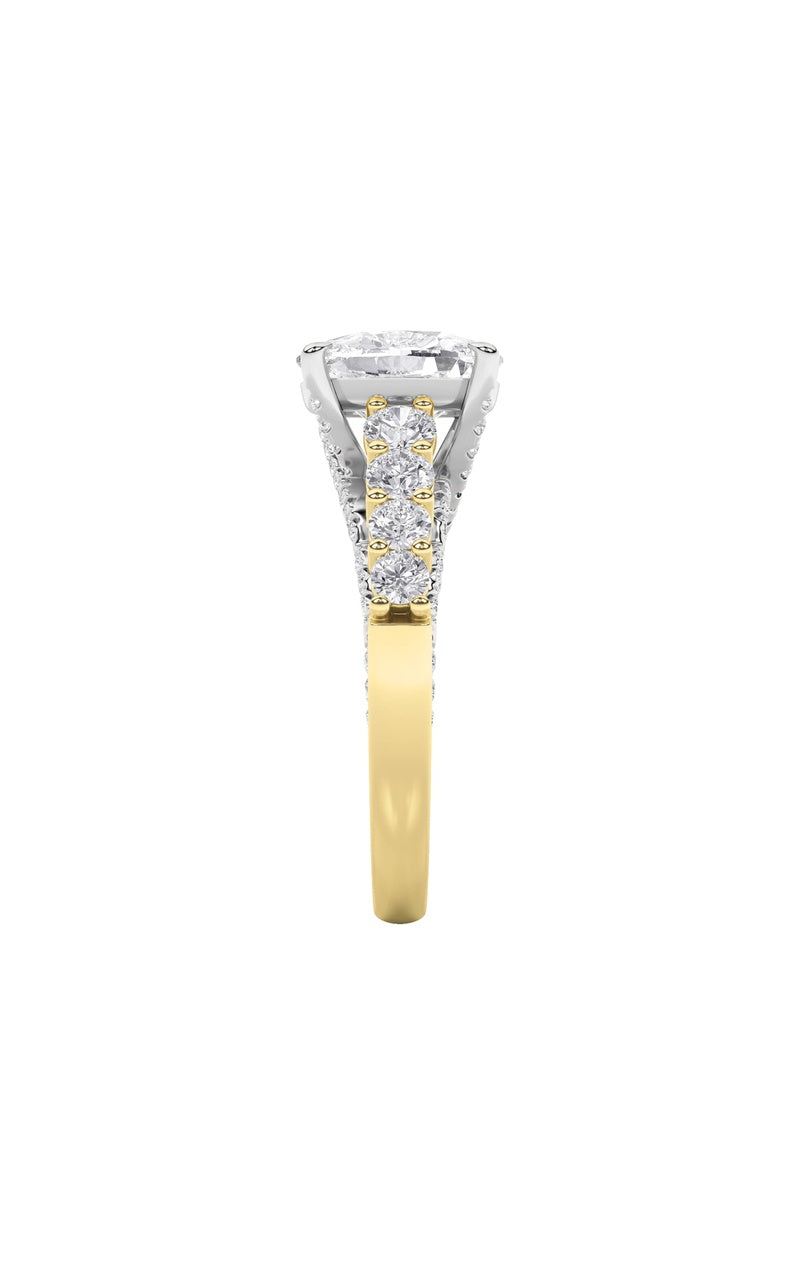 4Cttw Elongated Cushion Shaped Lab Grown Diamond (F/VS)  Ring in 14K Gold