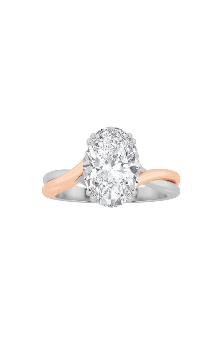 2CTW Oval Shaped Lab Grown Diamond (F/VS) Solitaire Engagement Ring in 14K Gold