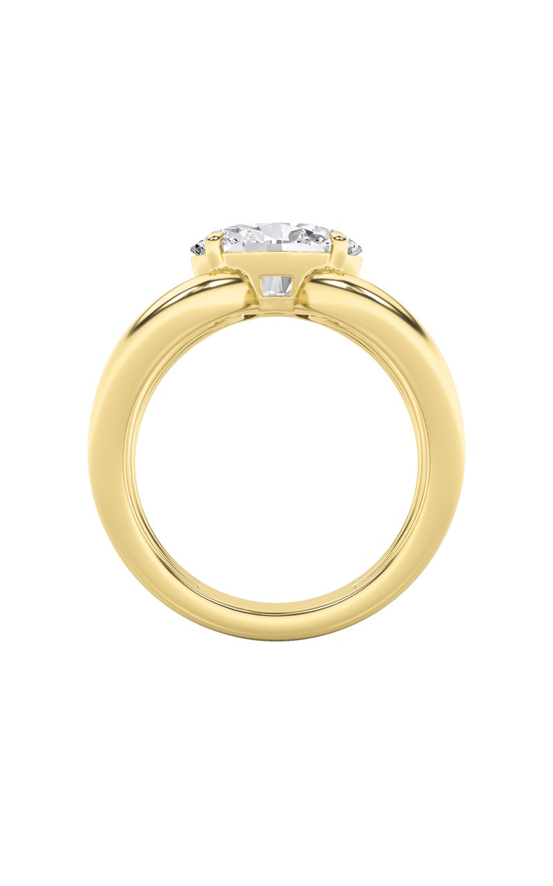 2Cttw Oval Shaped Lab Grown Diamond (F/VS) East West Solitaire Ring in 14K Gold