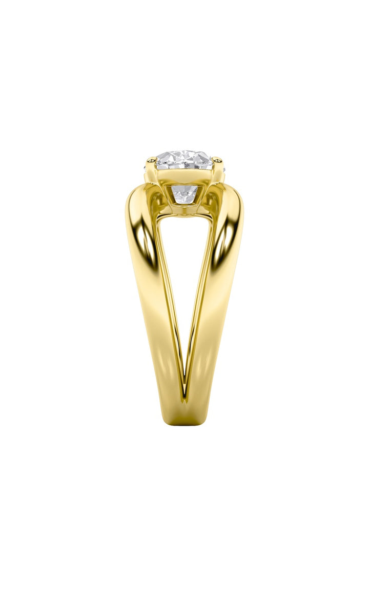 2Cttw Oval Shaped Lab Grown Diamond (F/VS) East West Solitaire Ring in 14K Gold